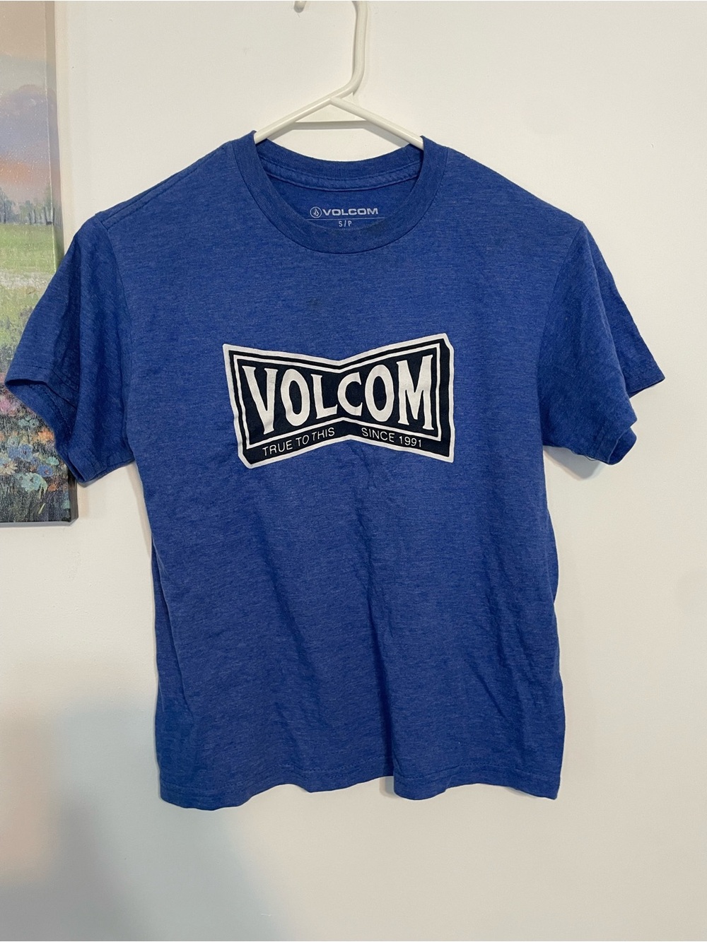 Volcom Men's Blue Logo Crew Neck T‑Shirt small